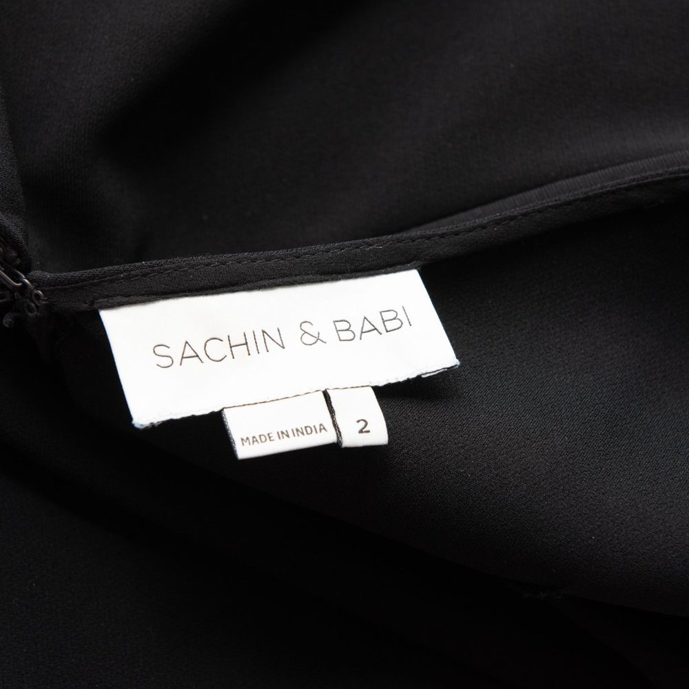 Sachin & Babi Charlotte Dress Embellished Sequins Evening Midi Black Size 2 - Picture 3 of 8